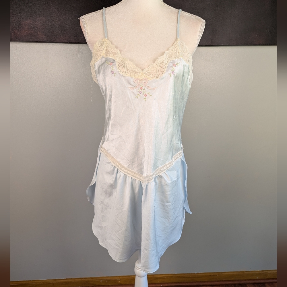 Vintage light blue dainty slip dress